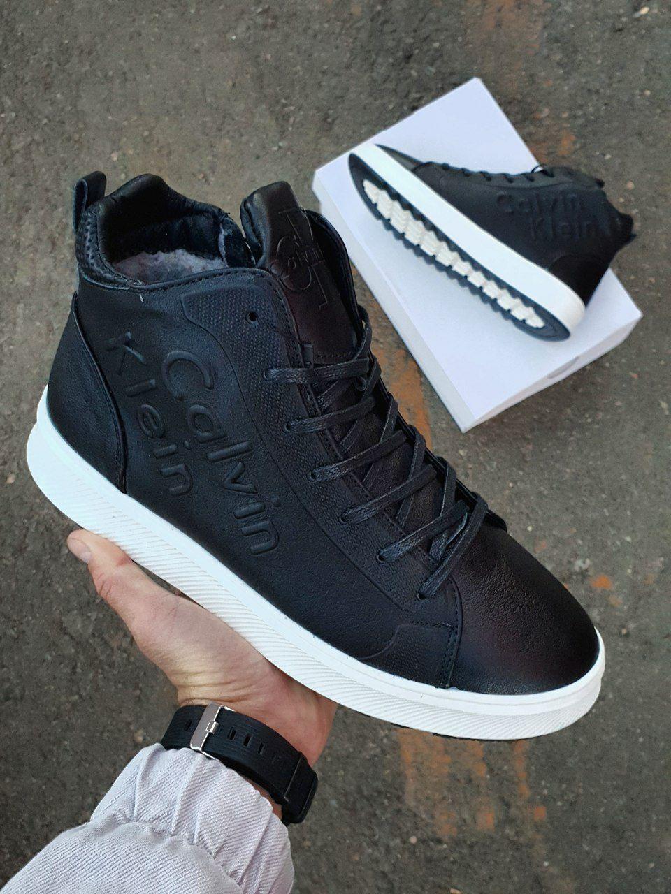 Calvin Klein Boots Winter Leather Black White