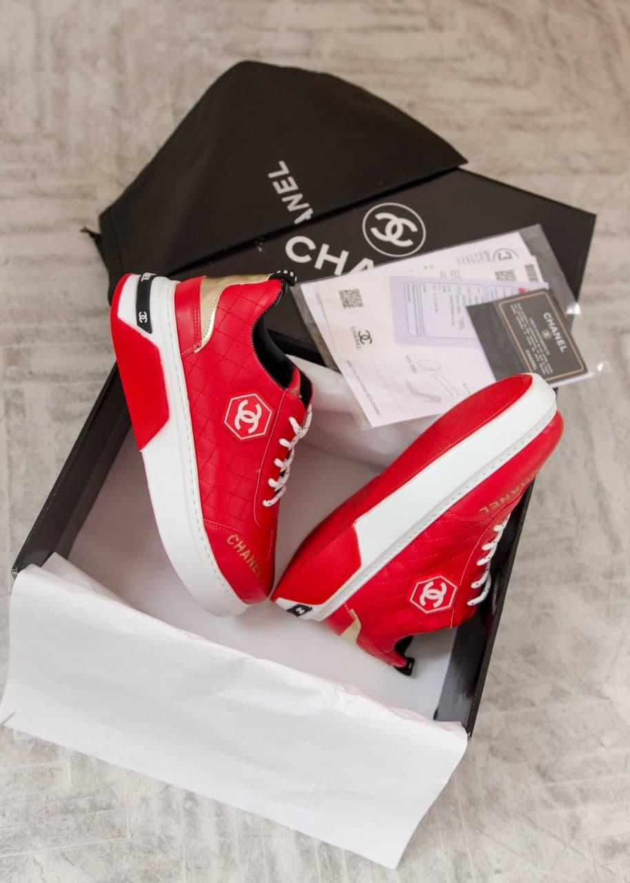 Chanel Sneakers Leather Red White