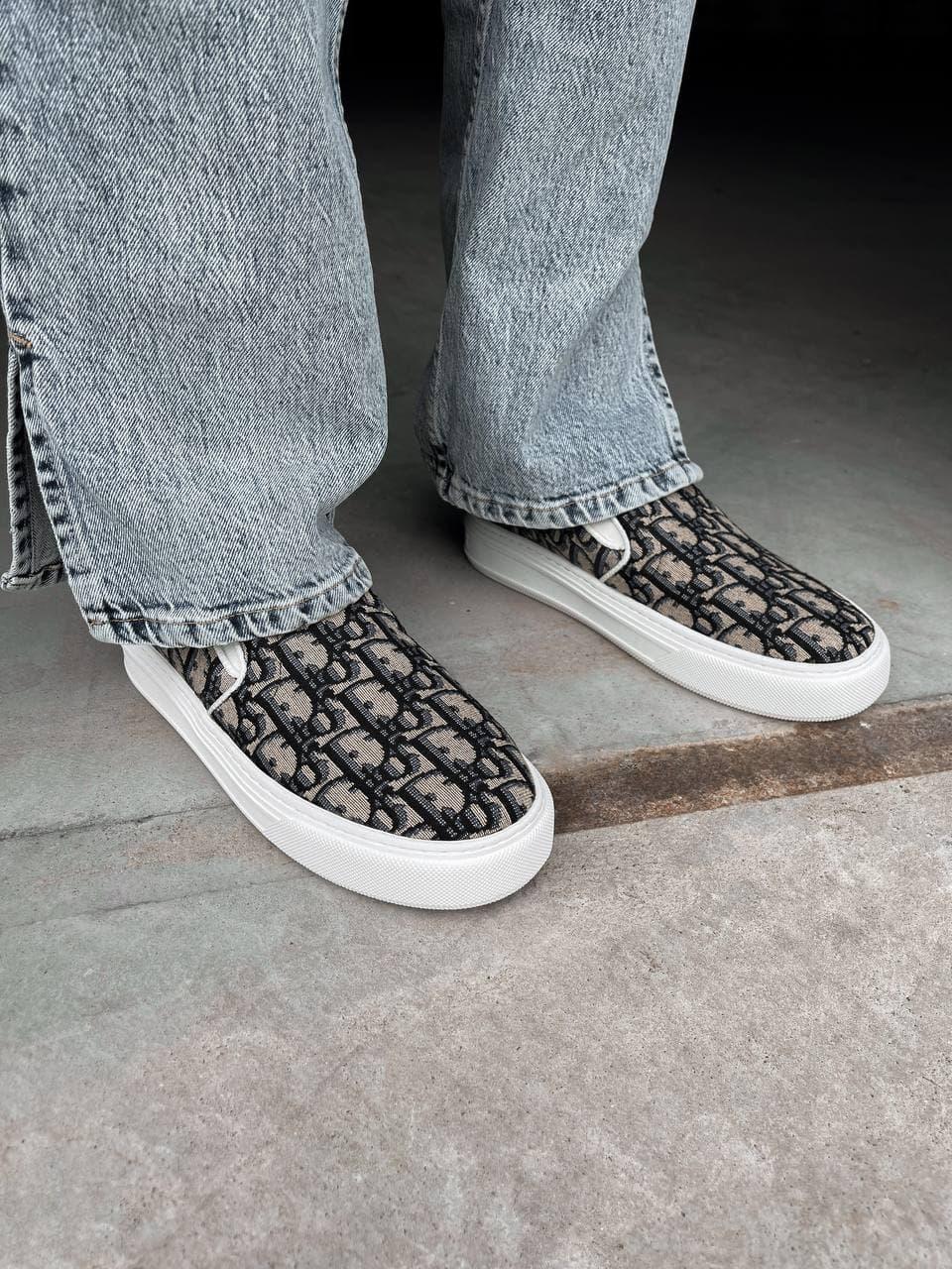 Dior Slip On Dark Beige White