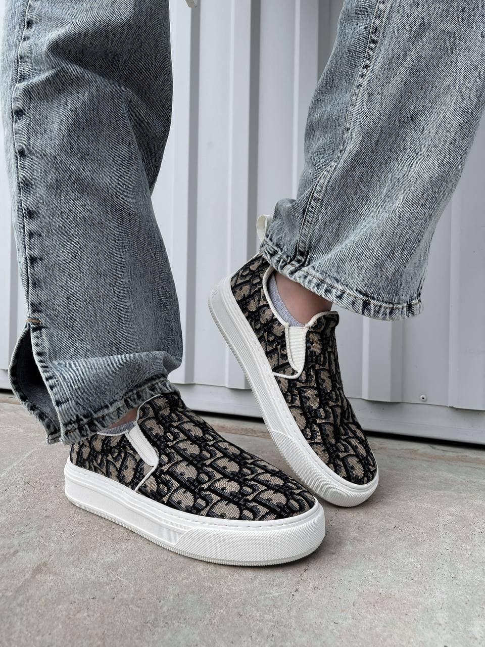 Dior Slip On Dark Beige White