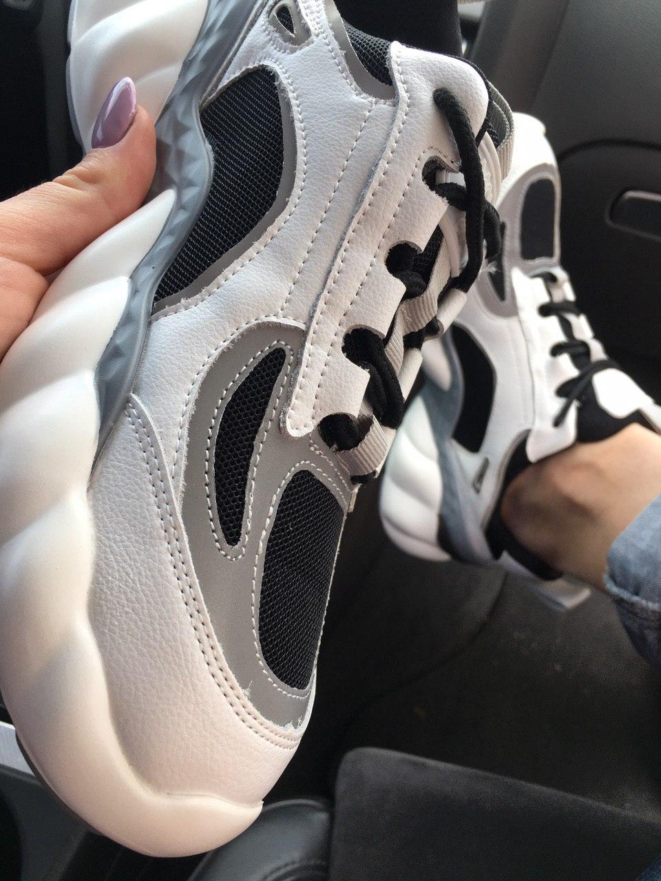 MCM White Black Reflective