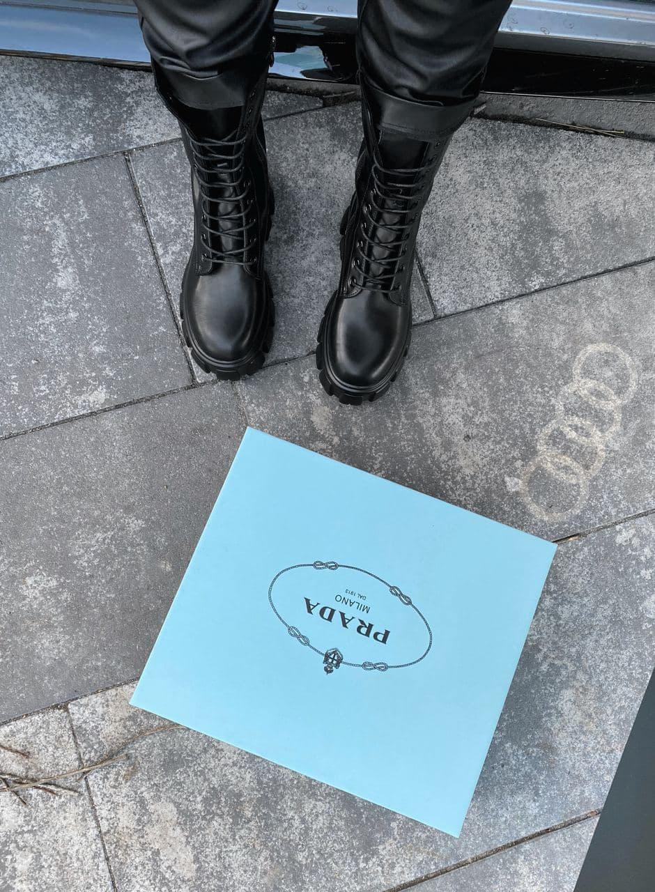 Prada Pouch Combat Boots High Black