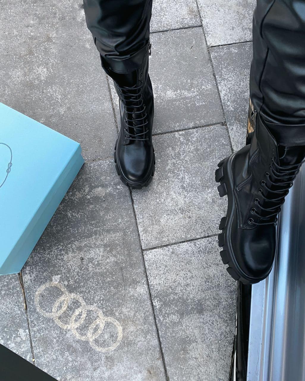 Prada Pouch Combat Boots High Black