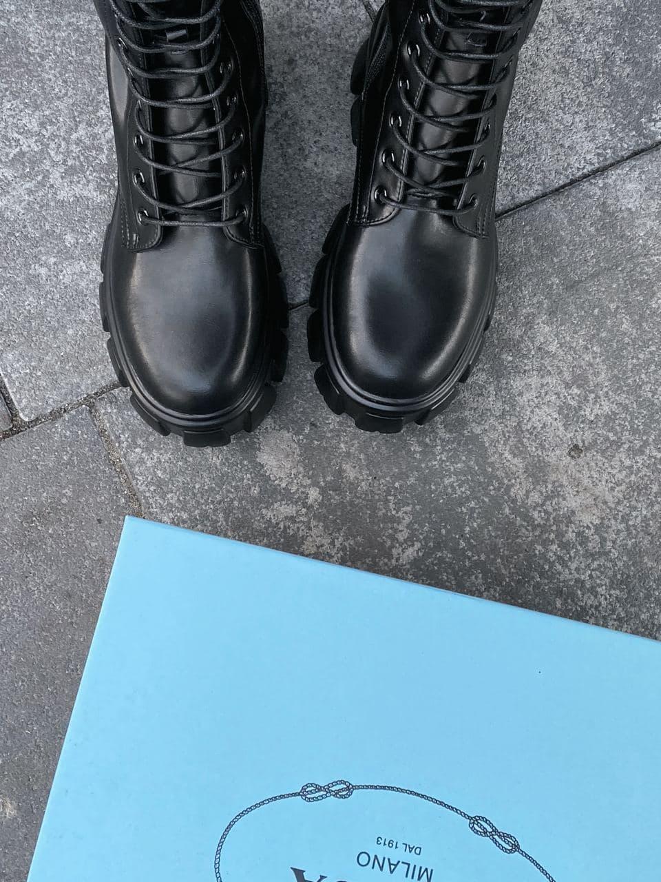 Prada Pouch Combat Boots High Black
