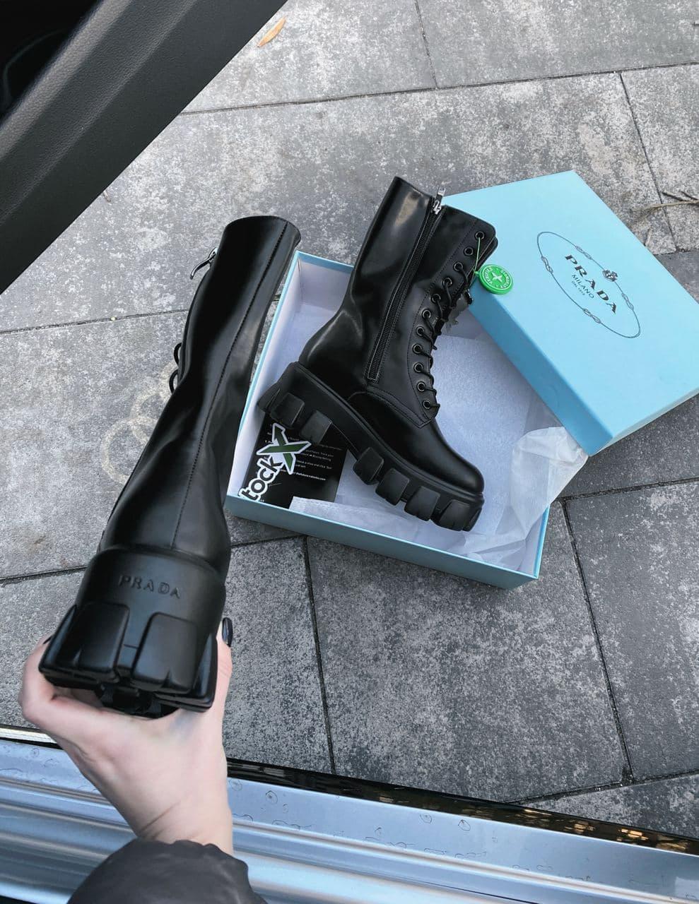 Prada Pouch Combat Boots High Black