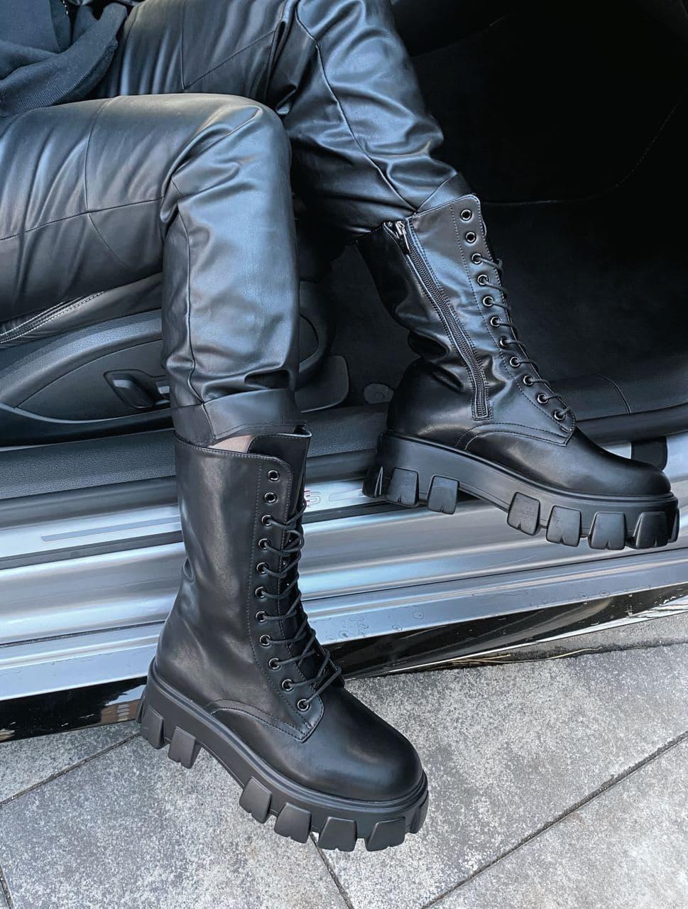 Prada Pouch Combat Boots High Black