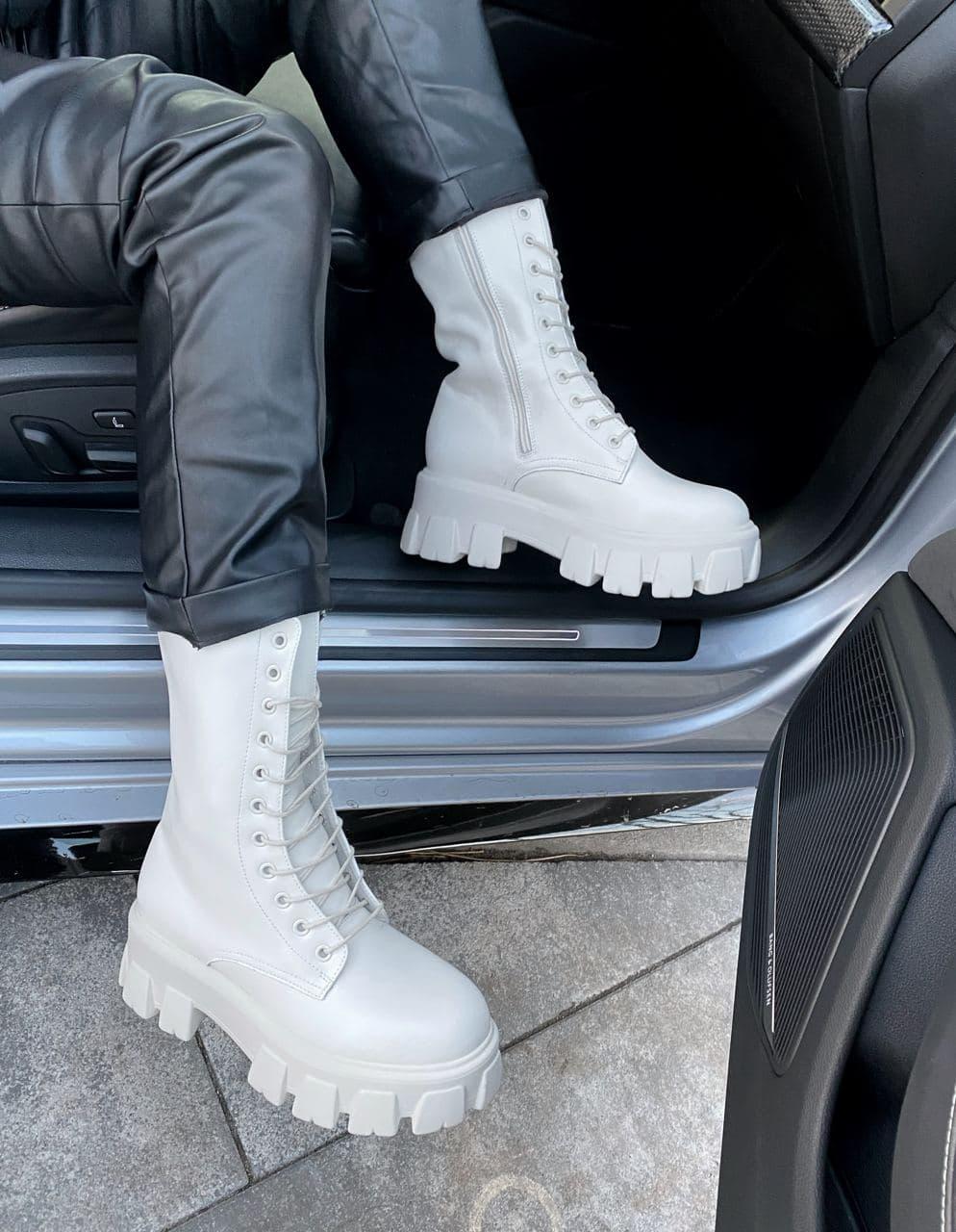 Prada Pouch Combat Boots High White