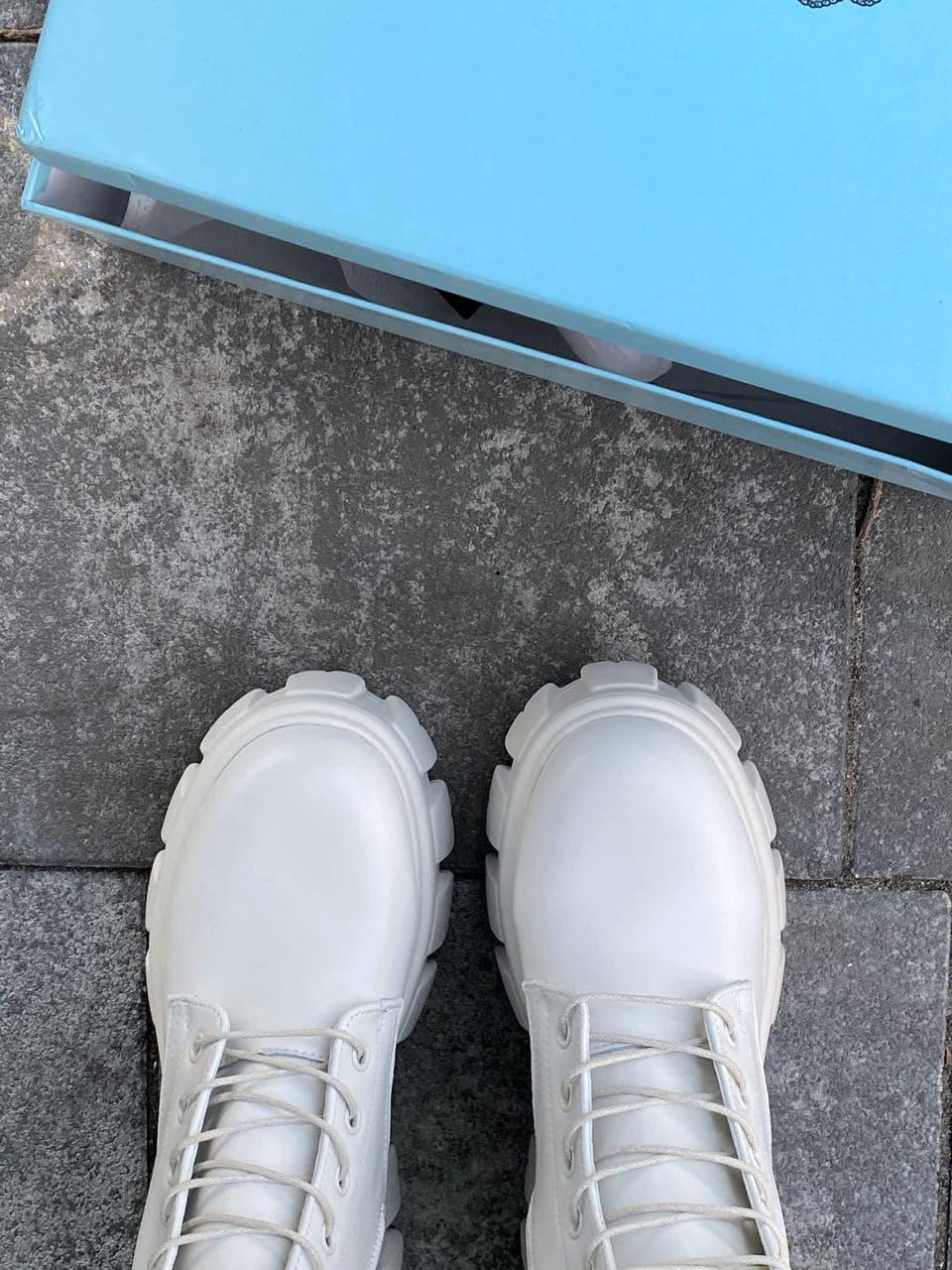 Prada Pouch Combat Boots High White