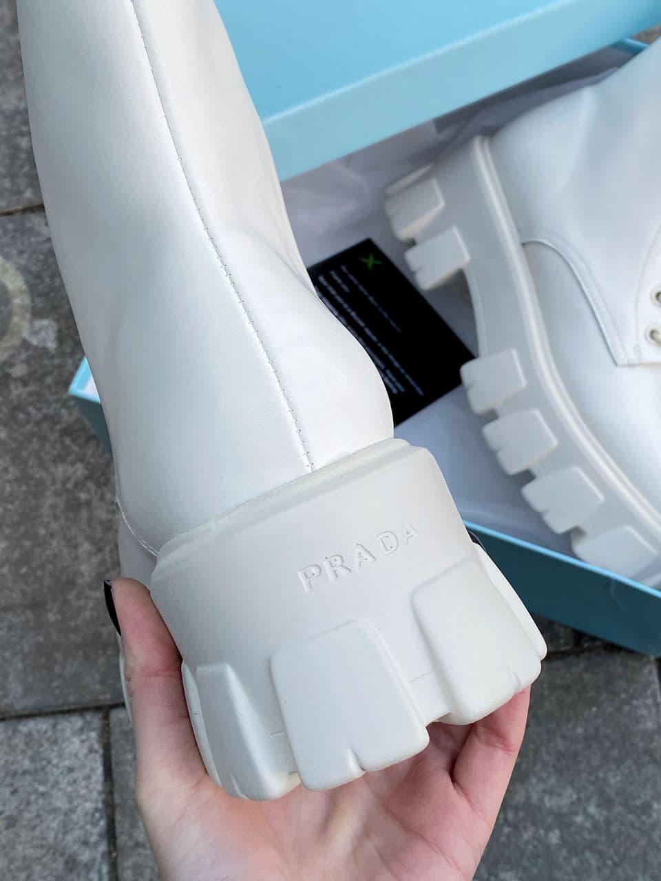 Prada Pouch Combat Boots High White