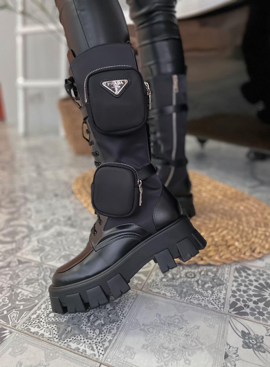 Prada Boots Zip Pocket Black High