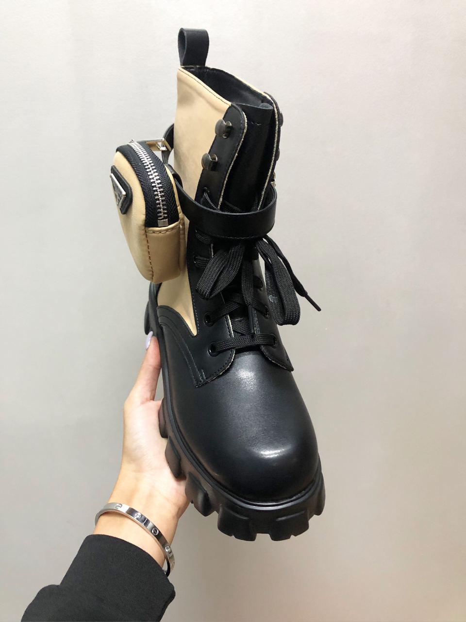 Prada Boots Zip Pocket Black Nude