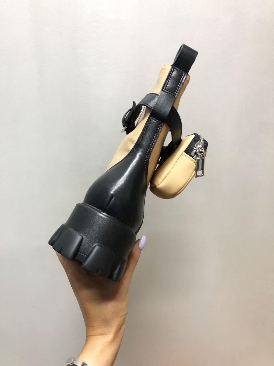 Prada Boots Zip Pocket Black Nude
