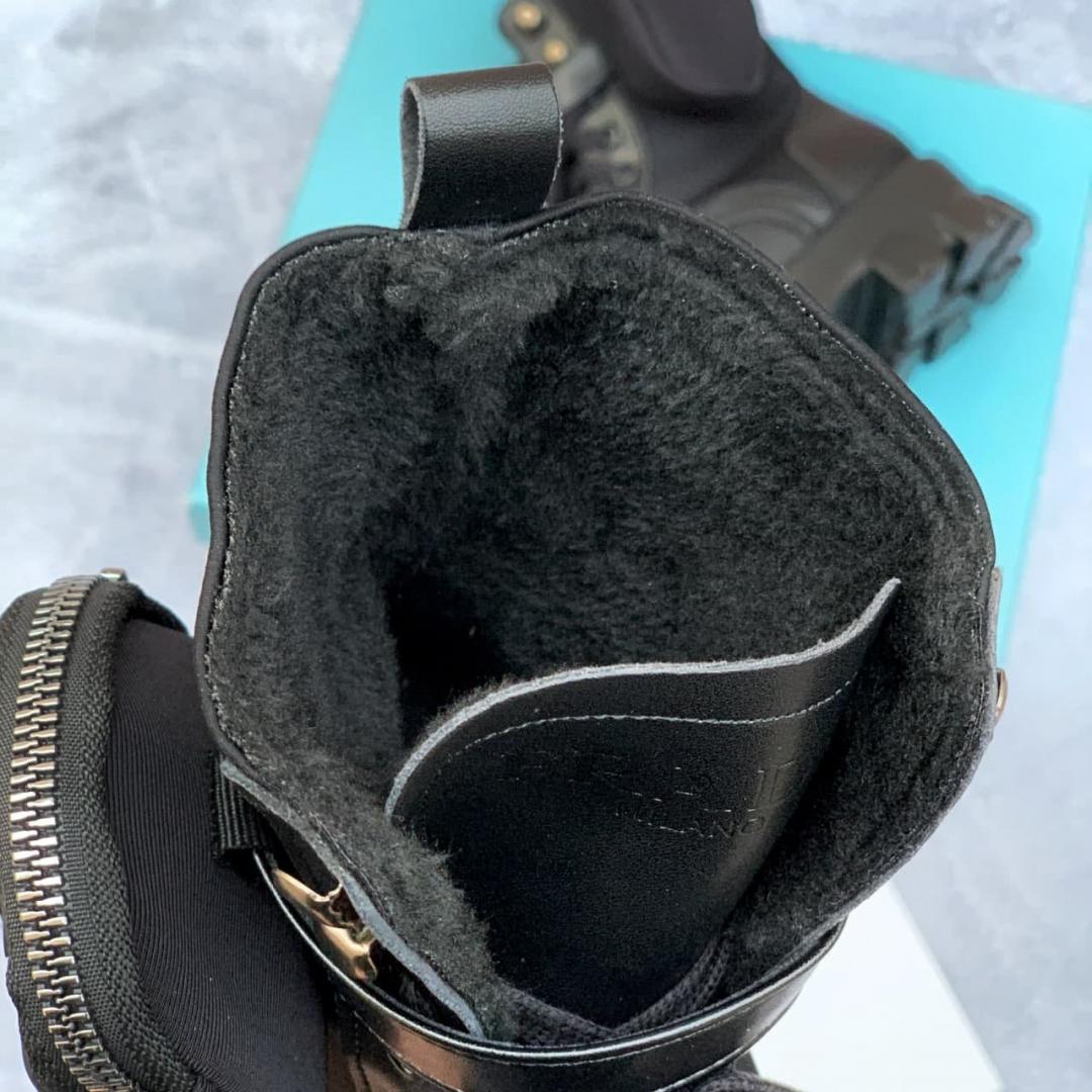 Prada Leather Boots Nylon Pouch Black 3