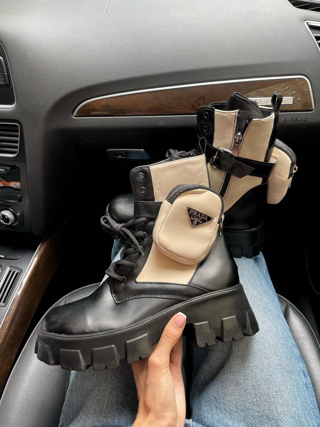 Prada Boots Black Beige