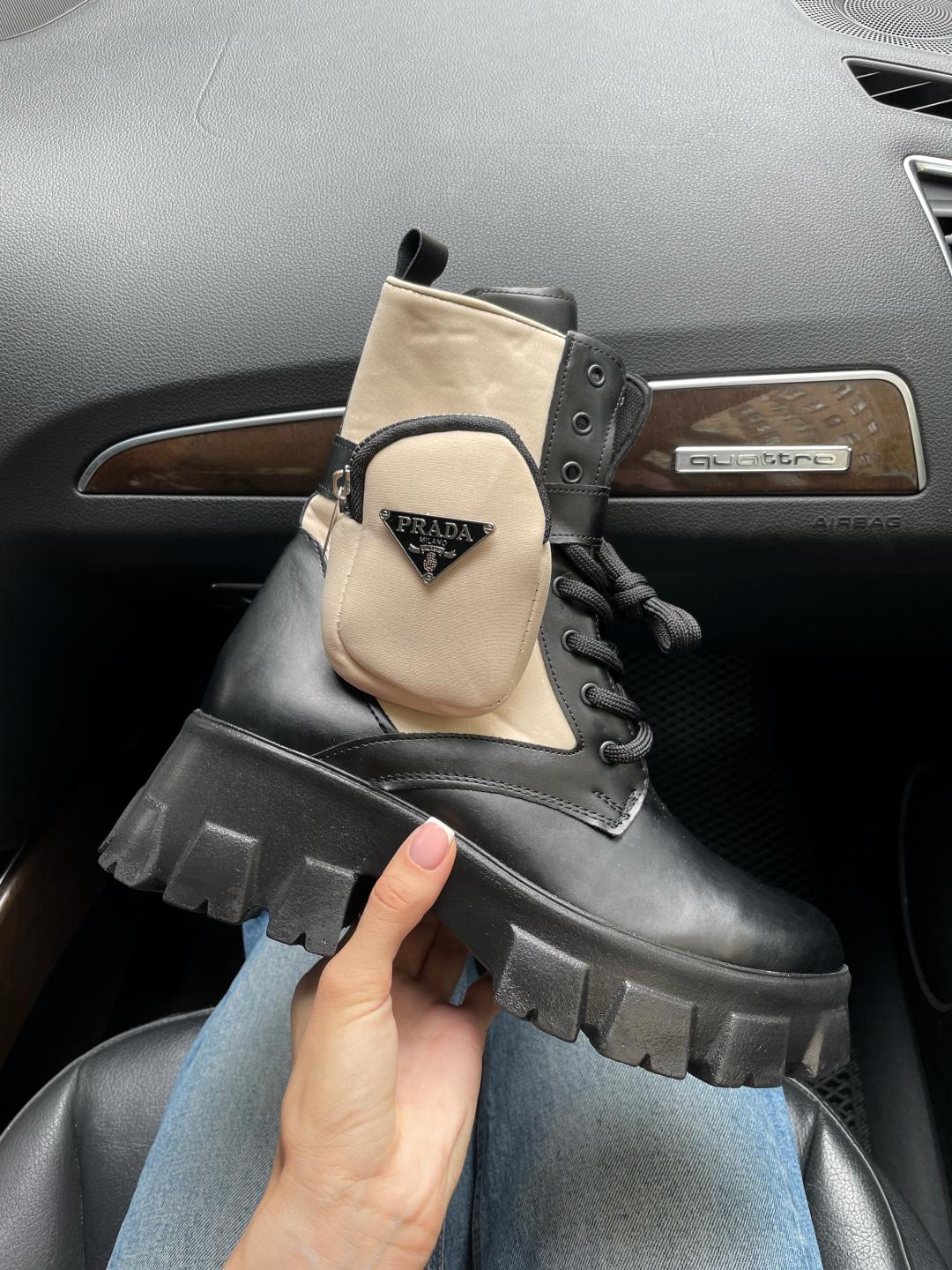 Prada Boots Black Beige
