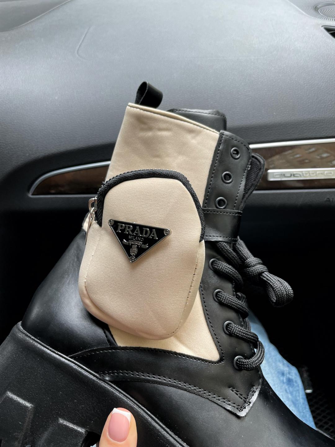 Prada Boots Black Beige