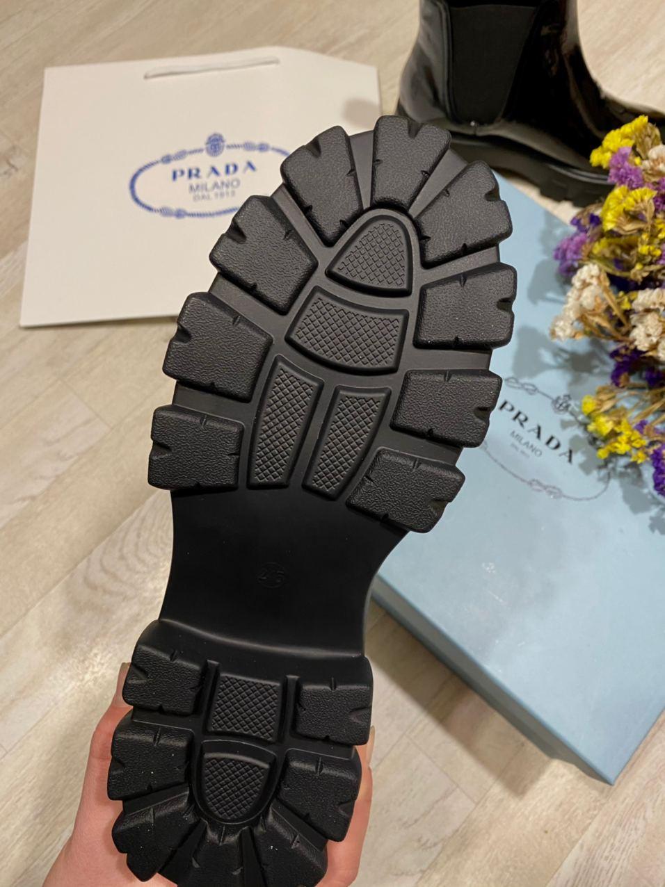 Prada Patent Leather Beatle Boots Black