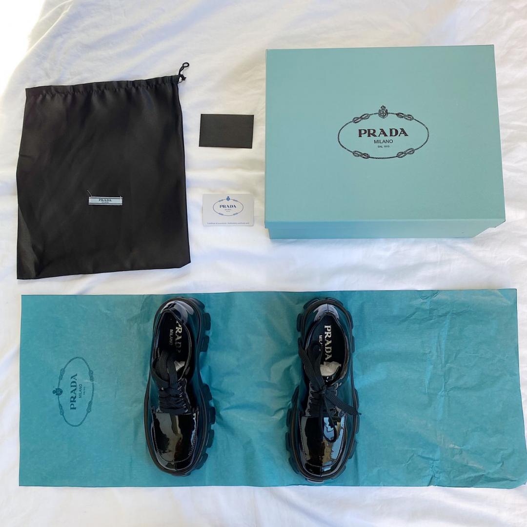 Prada Low Patent Boots Black