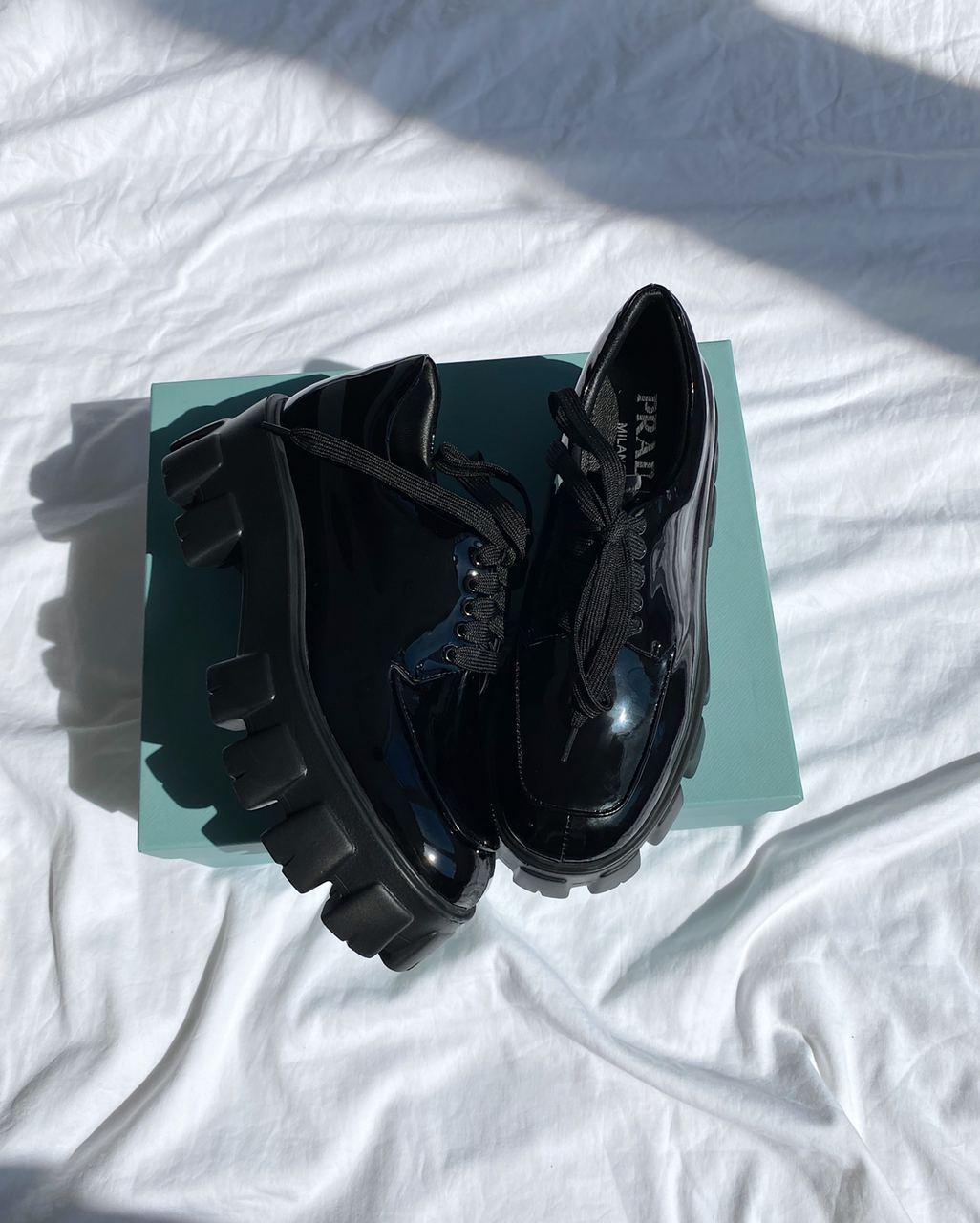 Prada Low Patent Boots Black