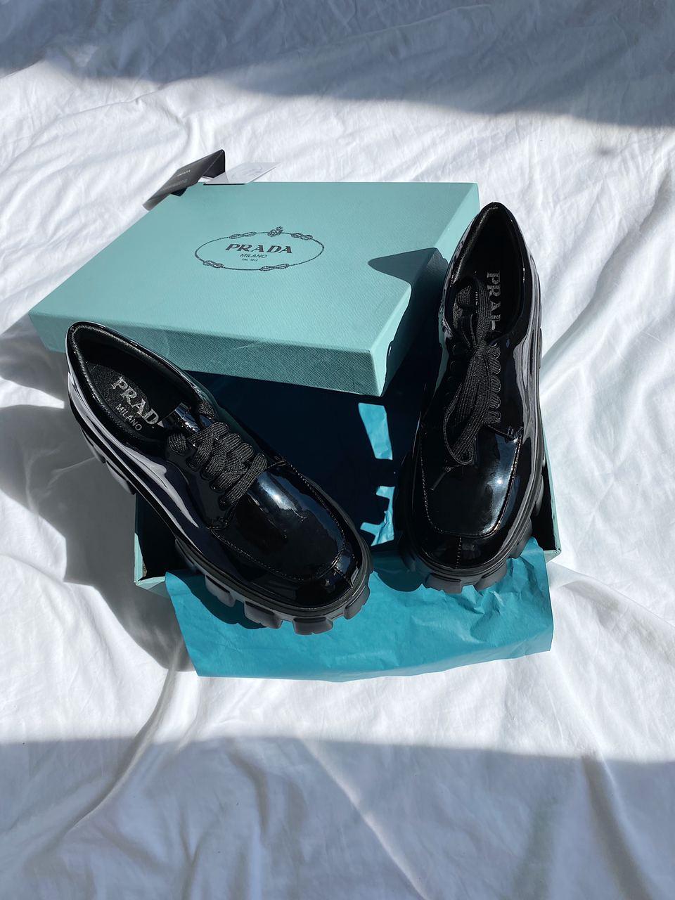 Prada Low Patent Boots Black