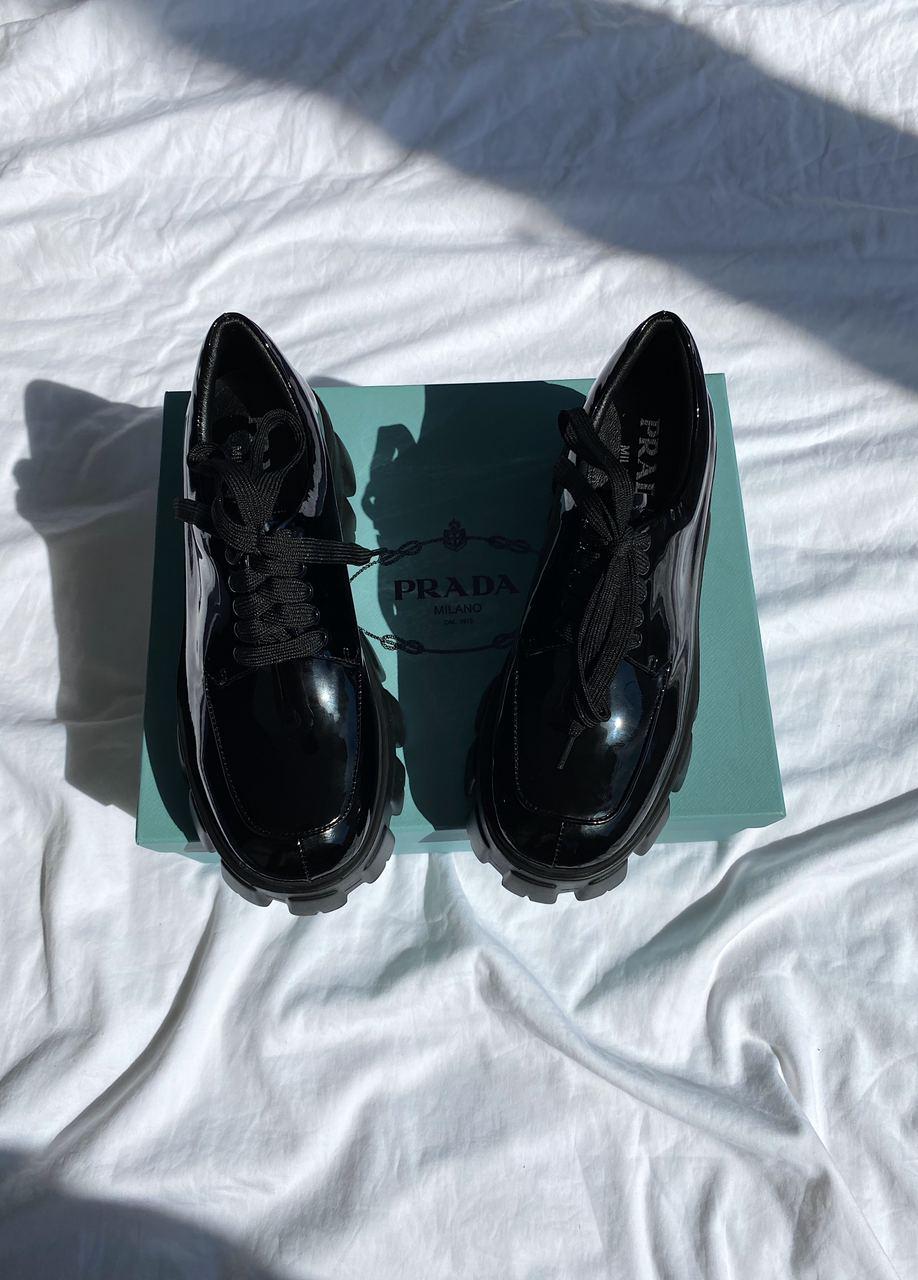 Prada Low Patent Boots Black