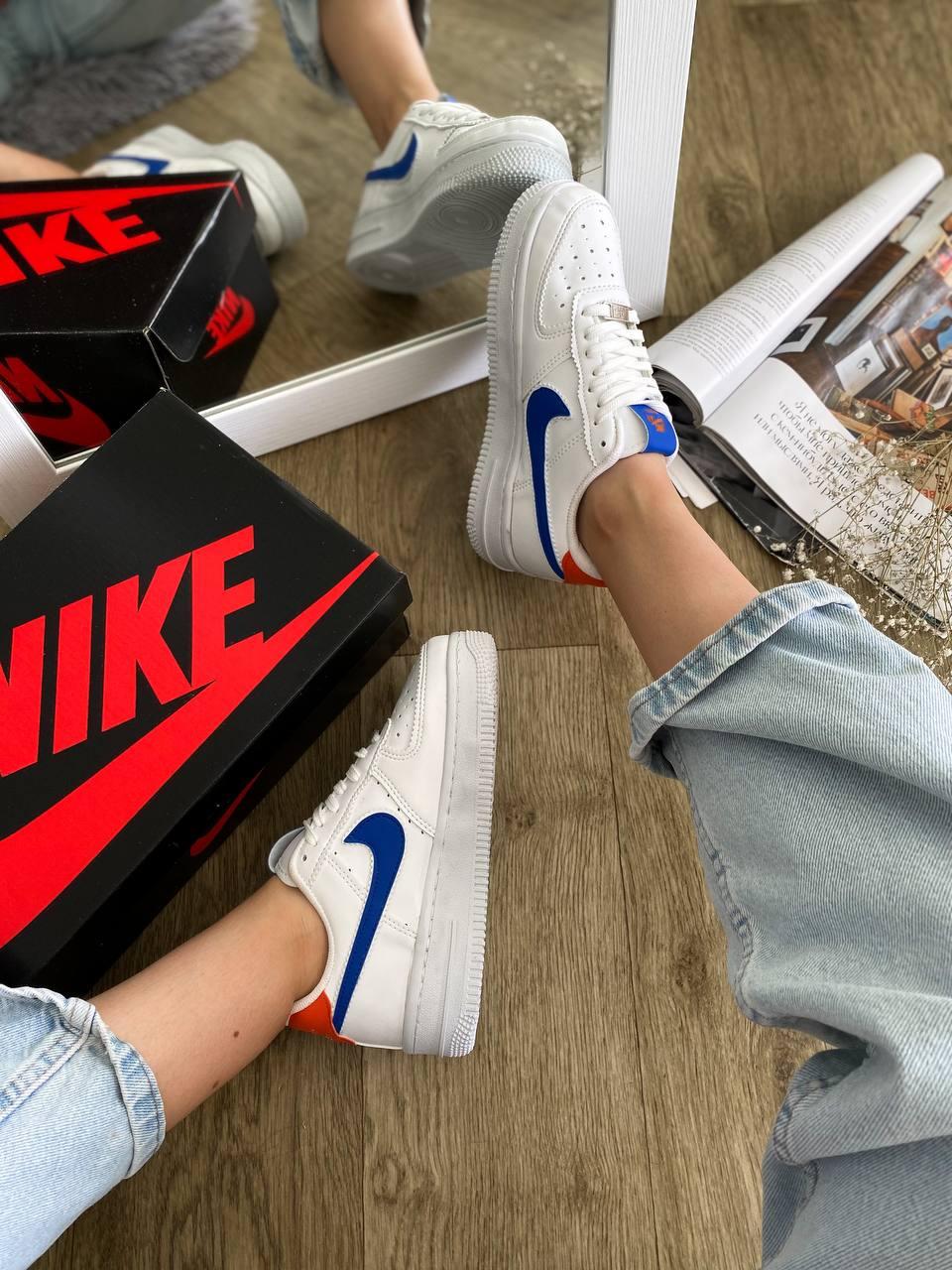 Nike Air Force 1 White Blue Orange
