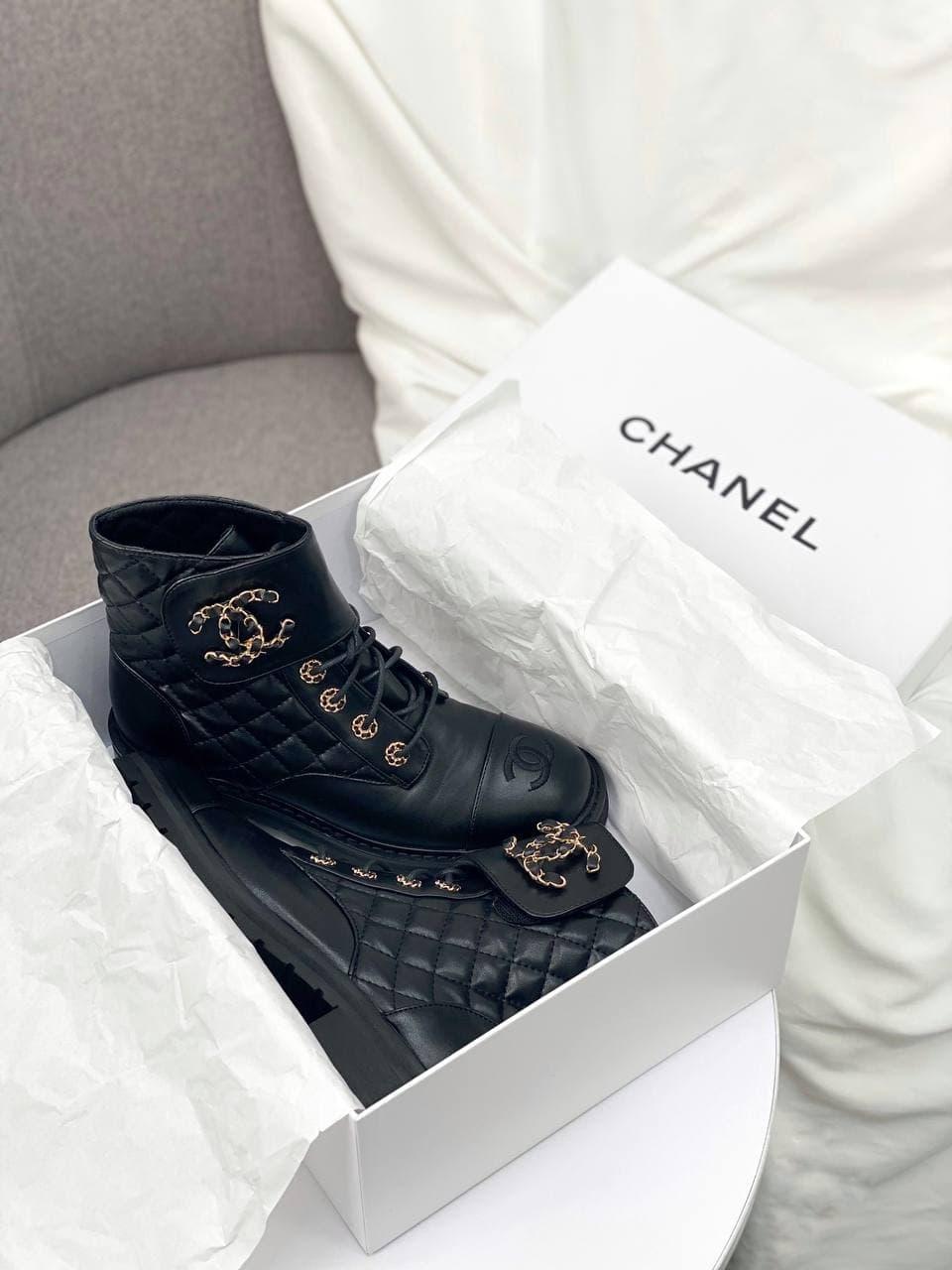 Chanel Lace-up Boots Black