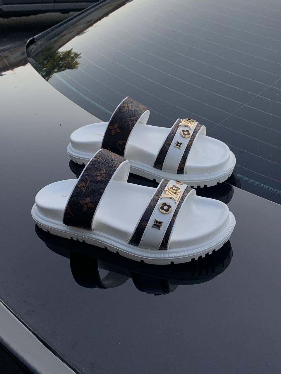 Louis Vuitton Slippers White Brown