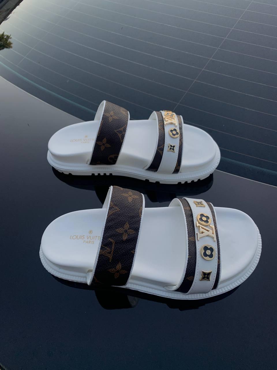 Louis Vuitton Slippers White Brown
