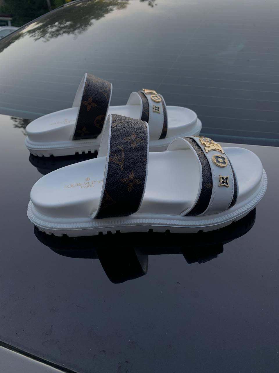 Louis Vuitton Slippers White Brown