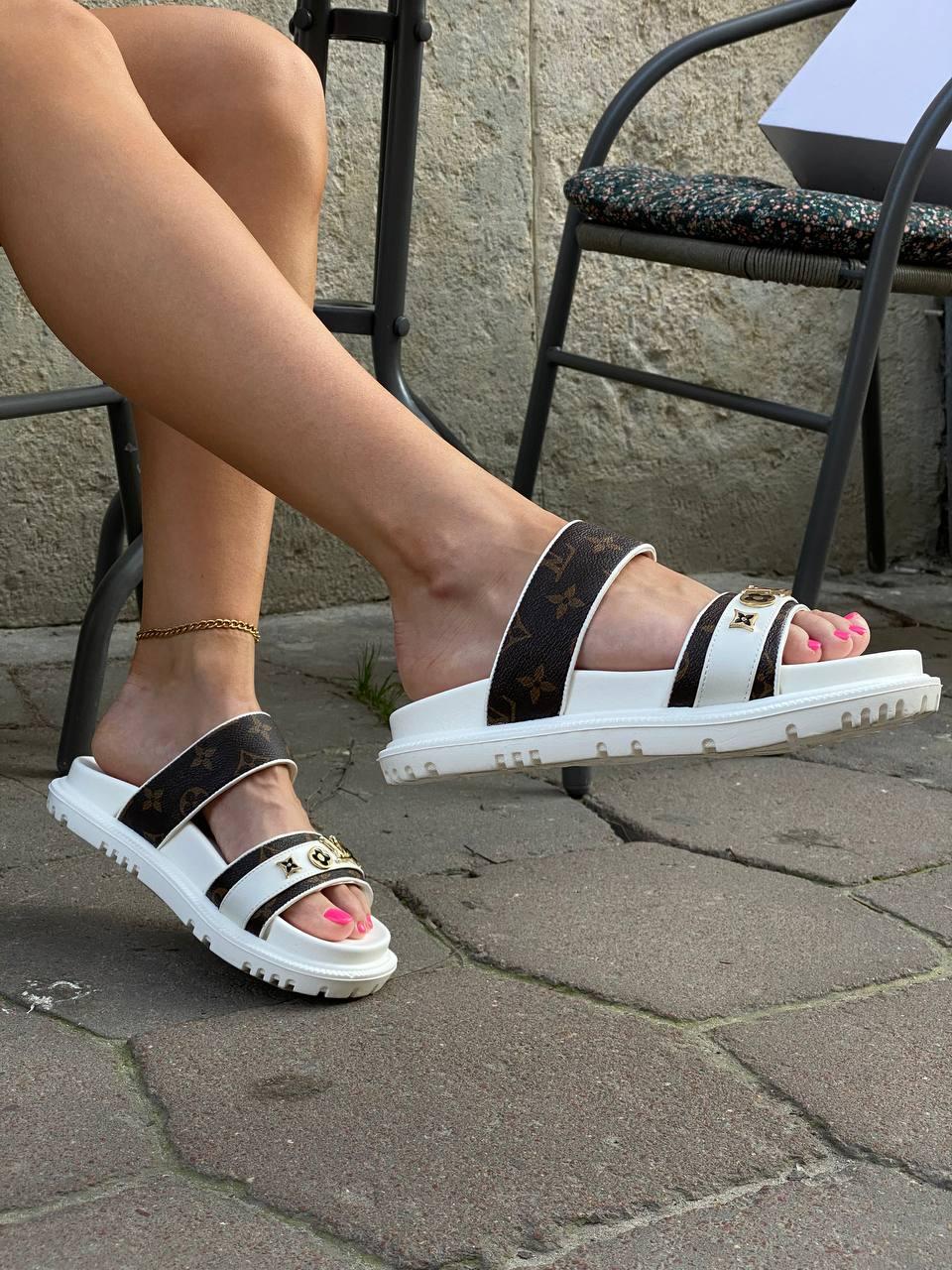 Louis Vuitton Slippers White Brown