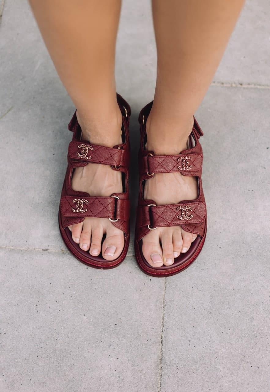 Chanel Sandals Bordo Leather