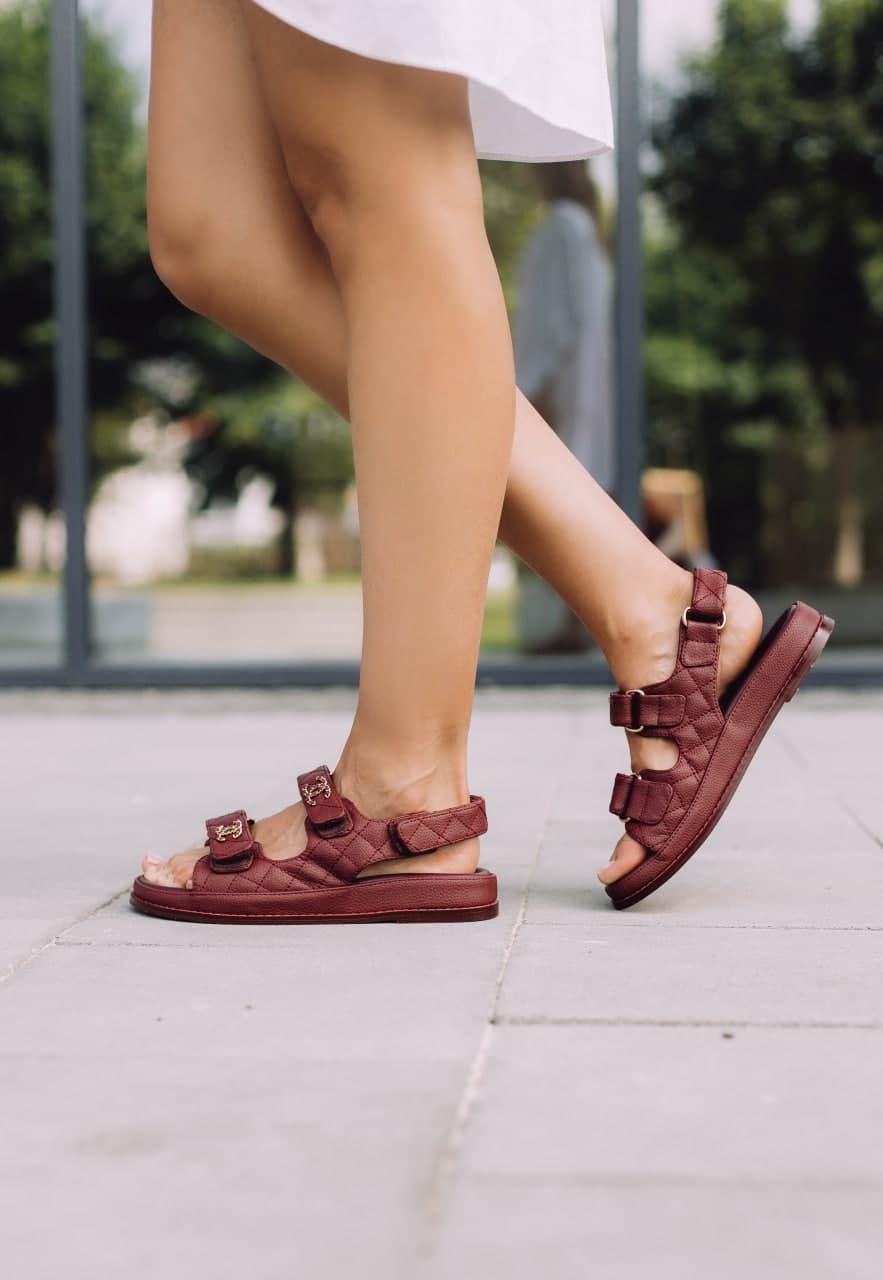 Chanel Sandals Bordo Leather