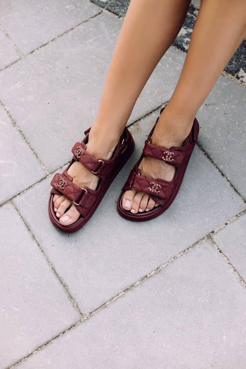 Chanel Sandals Bordo Leather