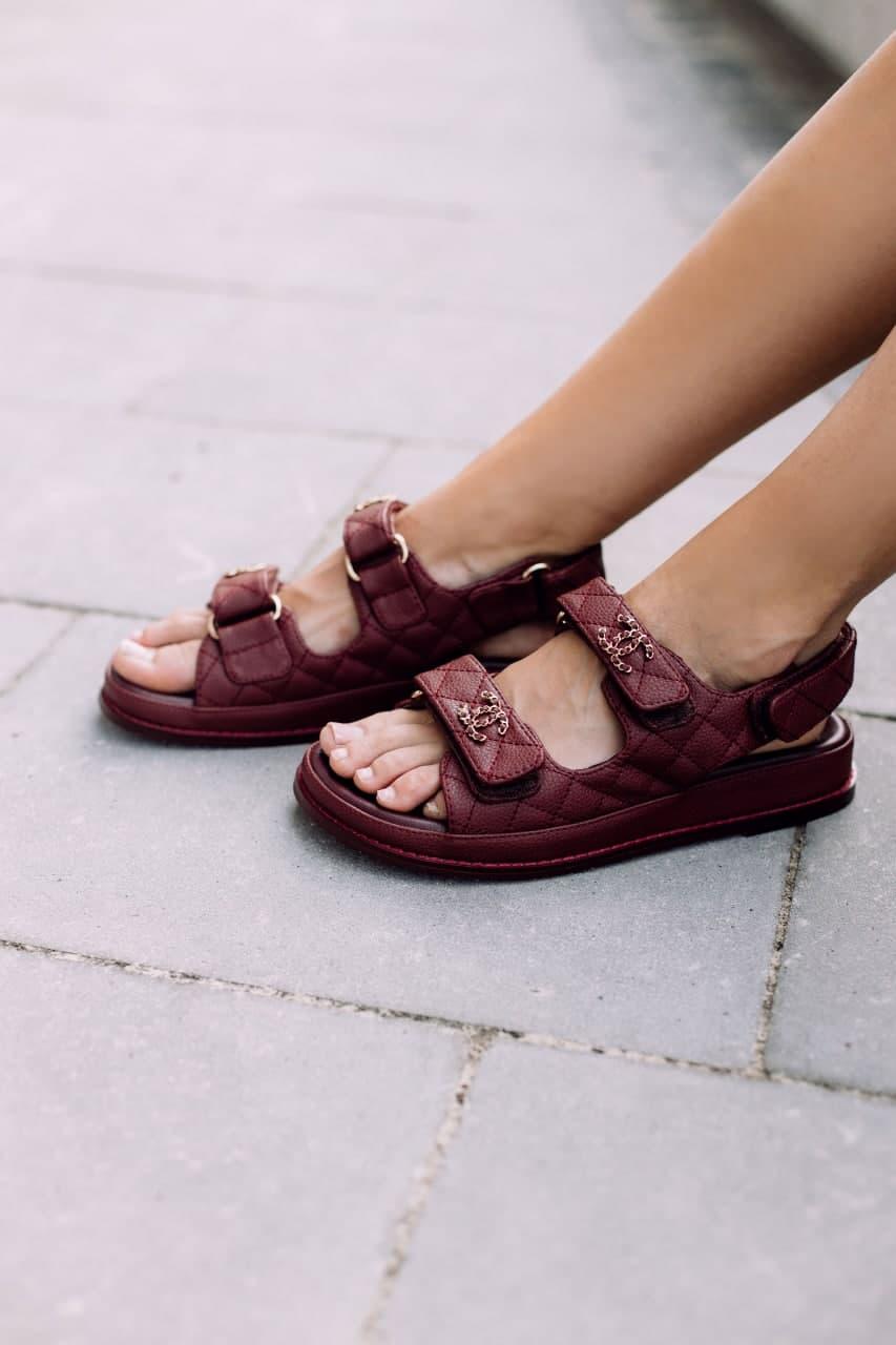 Chanel Sandals Bordo Leather