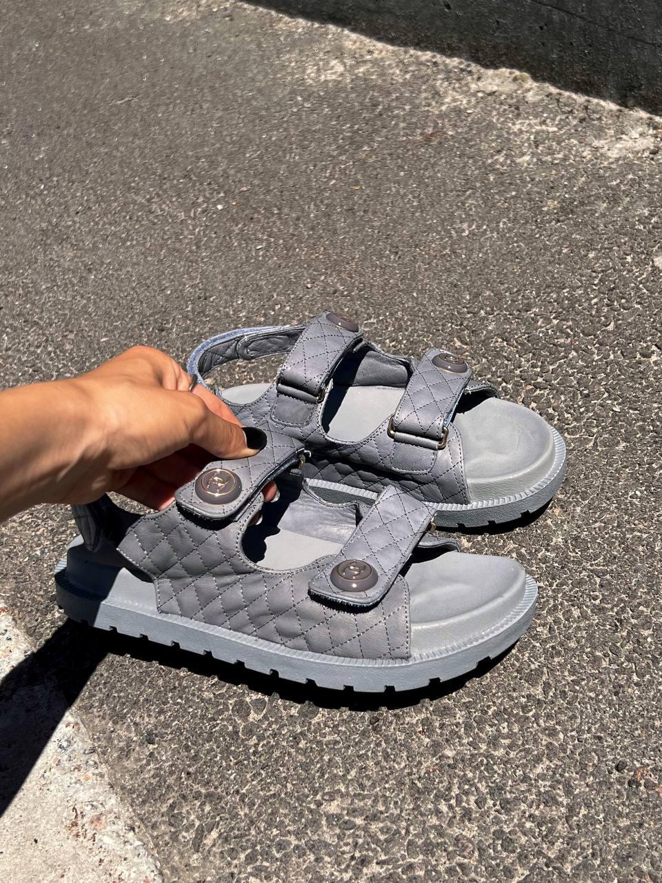 Chanel Sandals Grey Premium