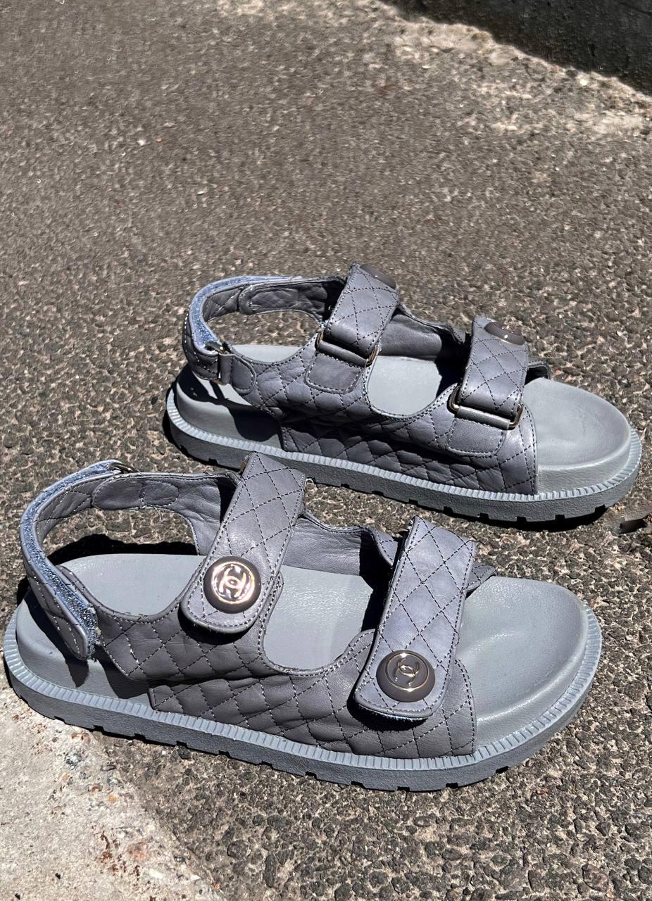Chanel Sandals Grey Premium