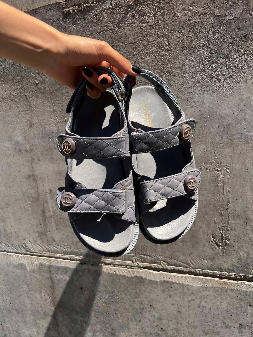 Chanel Sandals Grey Premium