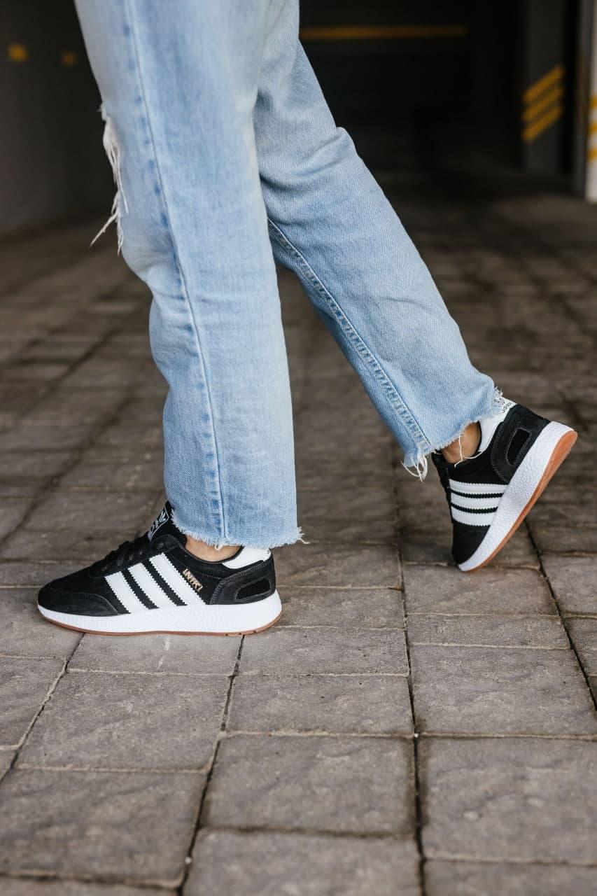 Adidas Iniki Black White Замш