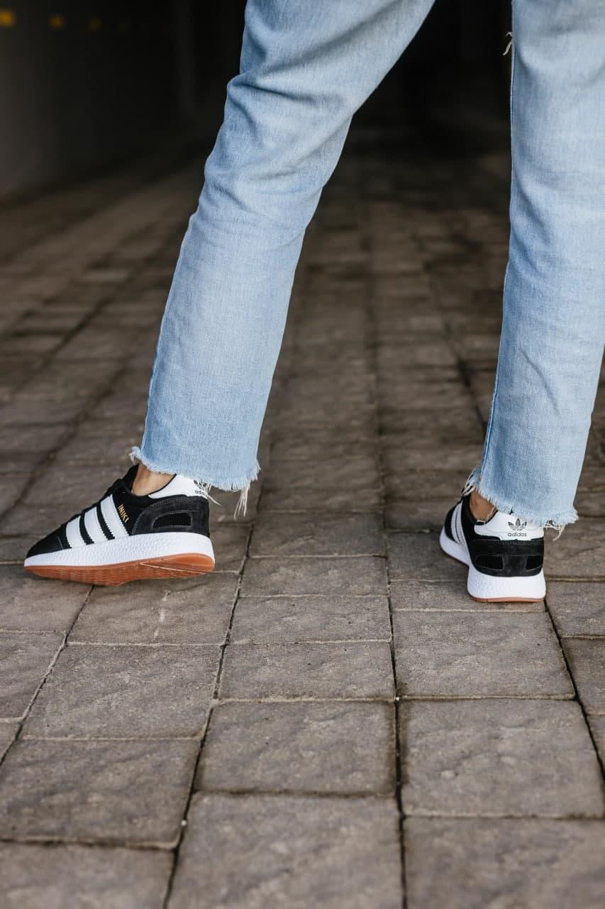 Adidas Iniki Black White Замш