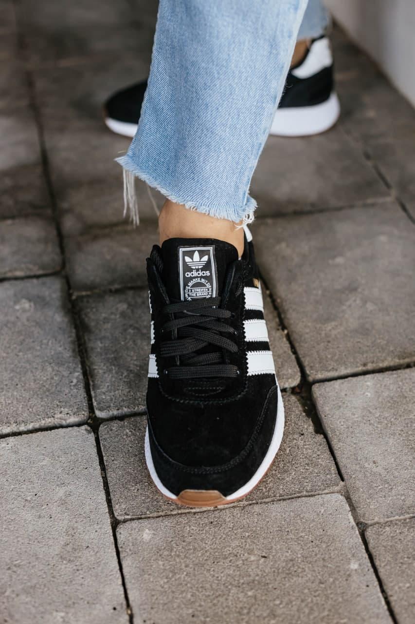 Adidas Iniki Black White Замш