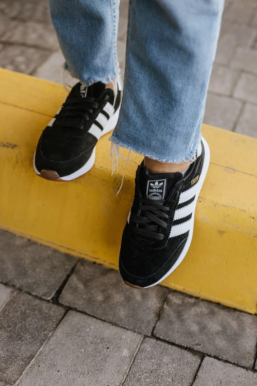 Adidas Iniki Black White Замш