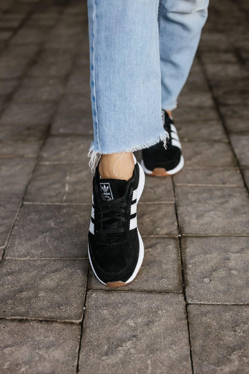 Adidas Iniki Black White Замш