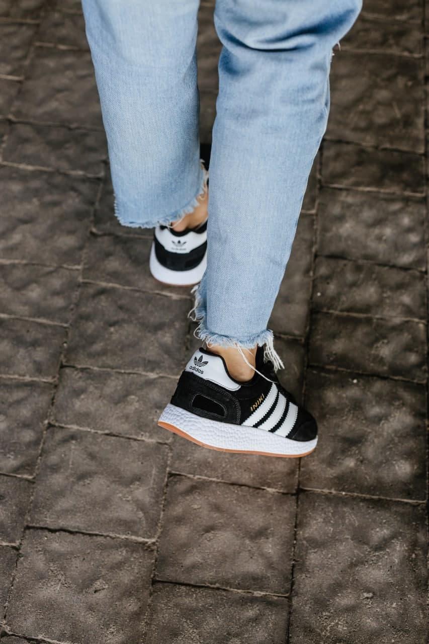 Adidas Iniki Black White Замш
