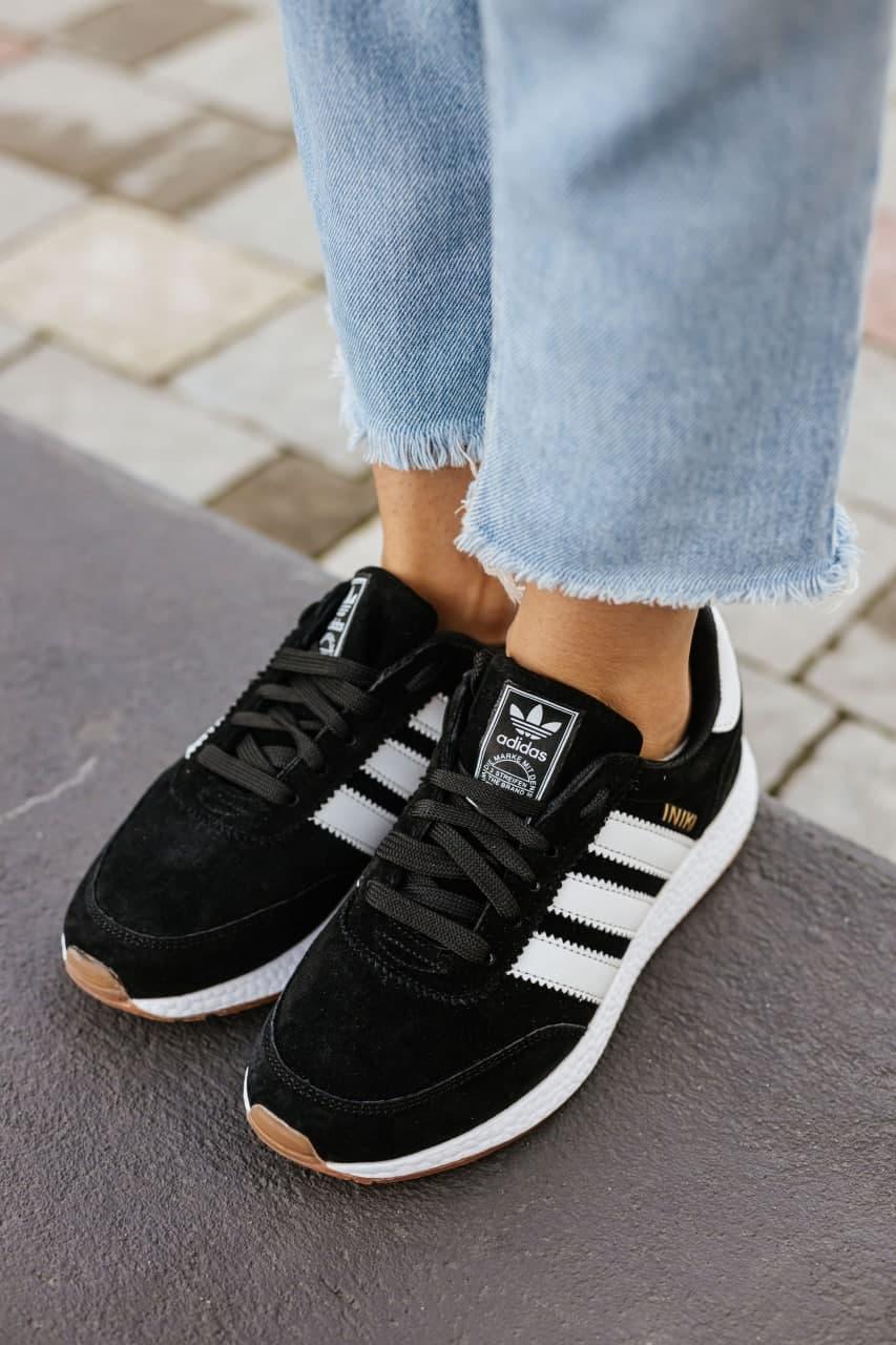 Adidas Iniki Black White Замш