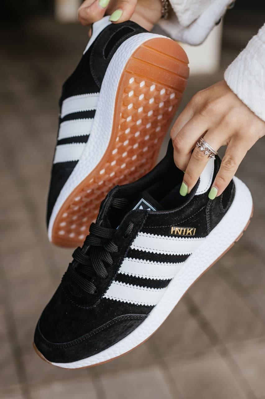 Adidas Iniki Black White Замш