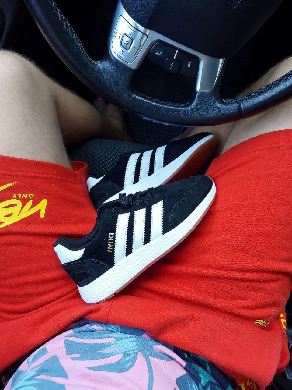 Adidas Iniki Black White Замш