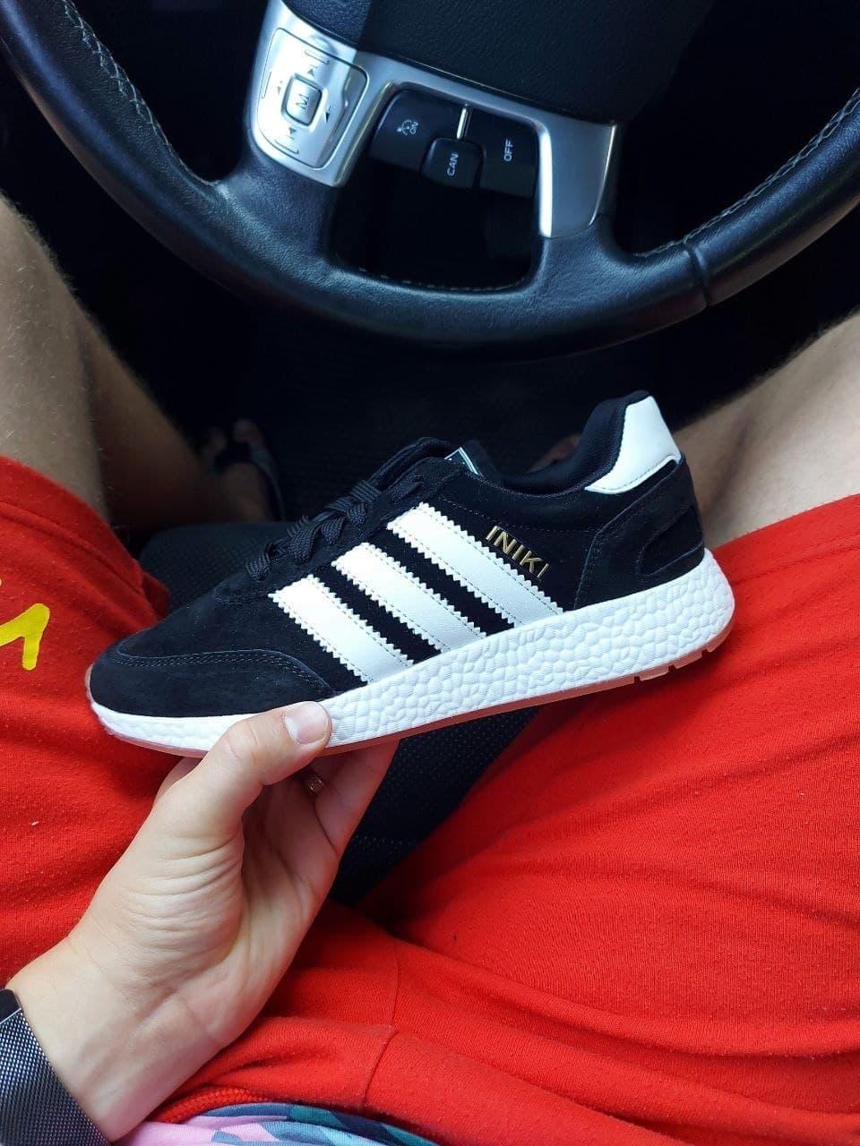 Adidas Iniki Black White Замш
