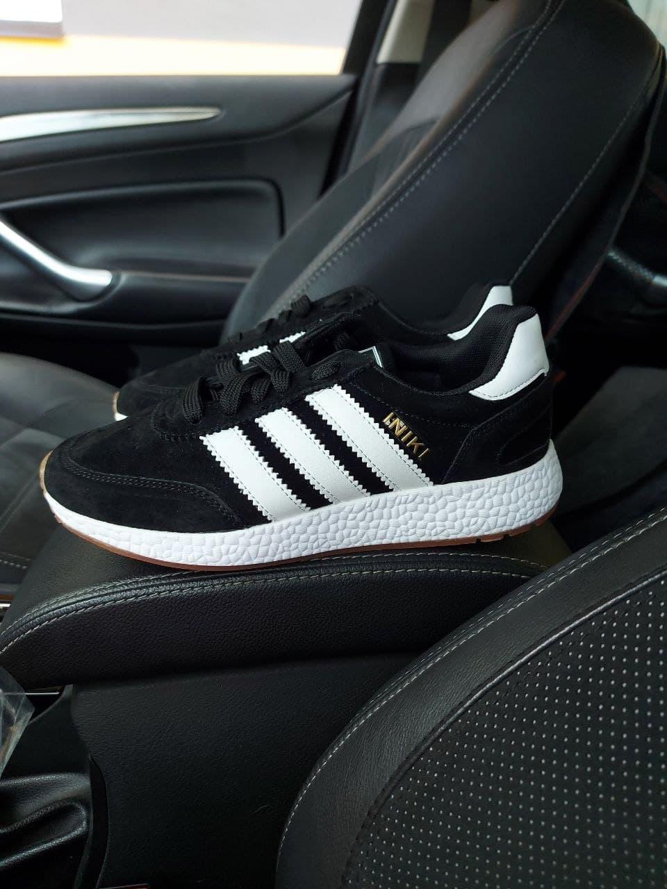 Adidas Iniki Black White Замш