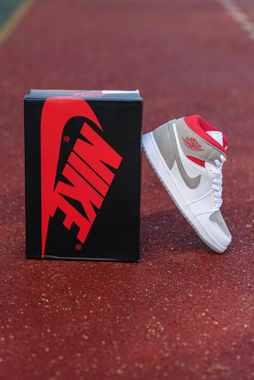 Nike Air Jordan 1 Retro Mid Grey White Red
